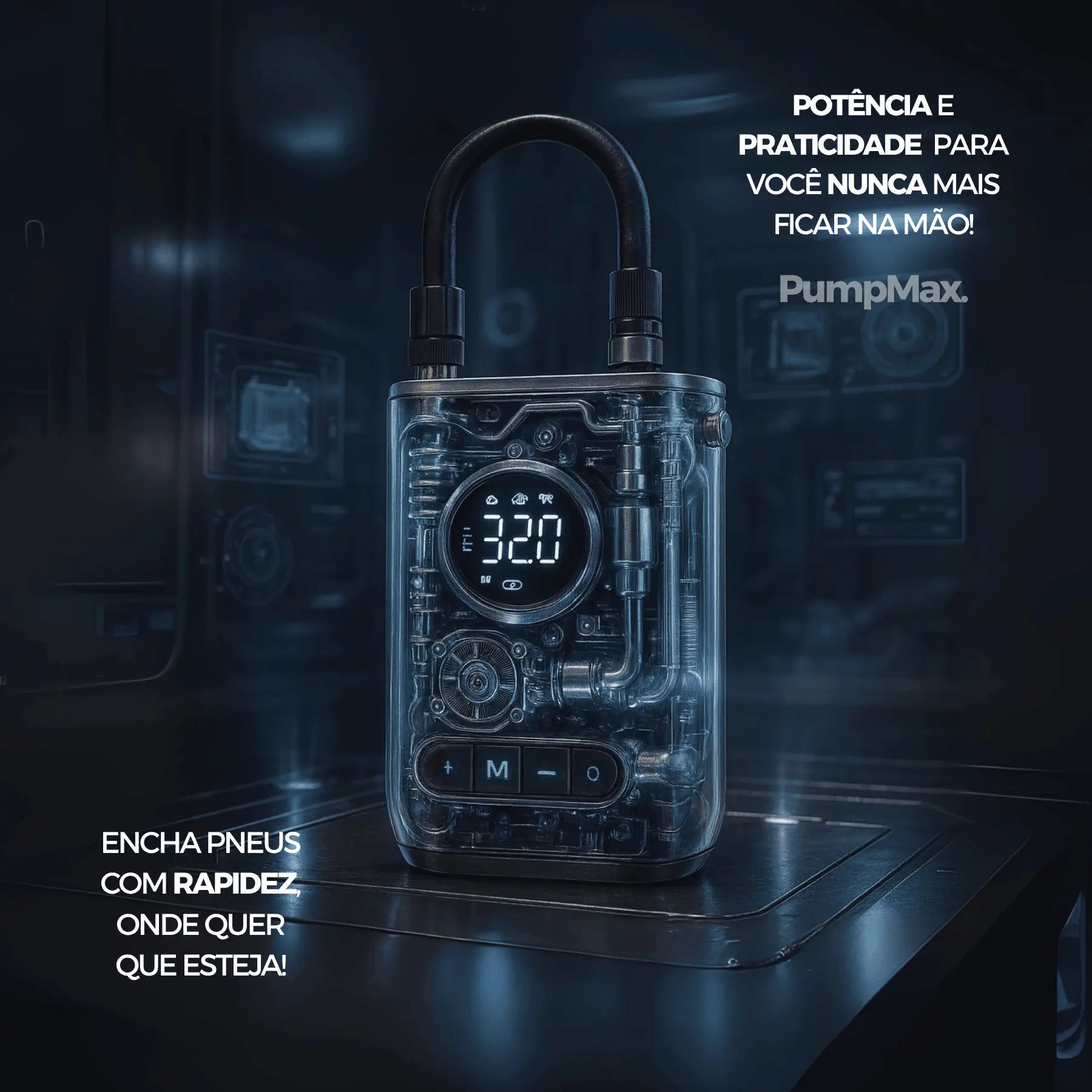 Compressor de Ar Portátil PumpMax + 4 BRINDES EXCLUSIVOS + FRETE GRÁTIS