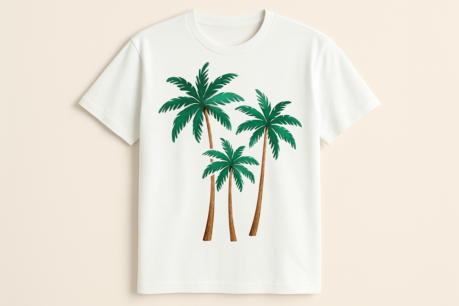 Camiseta manga curta branca com palmeiras